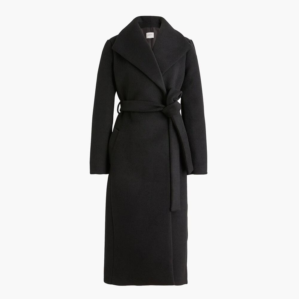NWT J Crew Factory Belted Wrap Coat Black Size 8